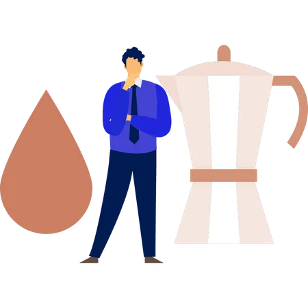 Man thinking about coffee drop  Illustration