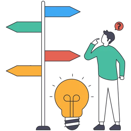 Man thinking about Decision management  Illustration