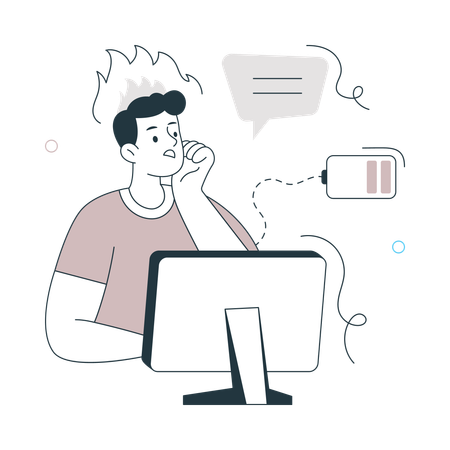 Man thinking about Emotional Burnout  Illustration
