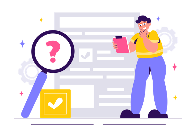 Man thinking about fact  Illustration