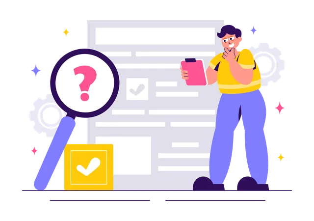 Man thinking about fact  Illustration