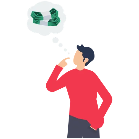 Man thinking about financial decision  Illustration