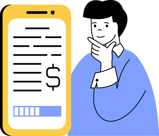 Man thinking about financial receipt  Illustration