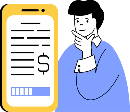 Man thinking about financial receipt  Illustration