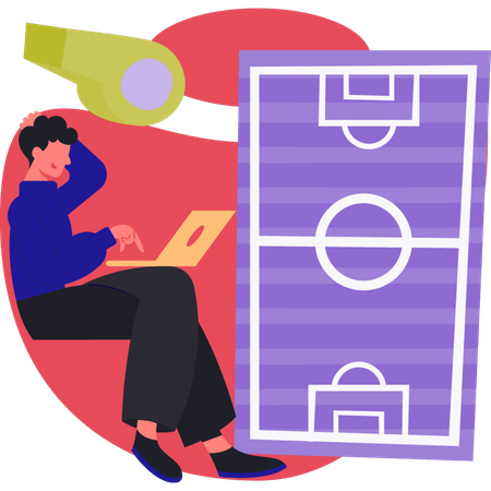 Man thinking about Football ground  Illustration