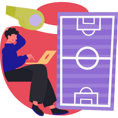 Man thinking about Football ground  Illustration