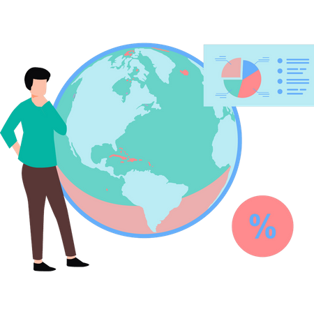 Man thinking about global economy  Illustration