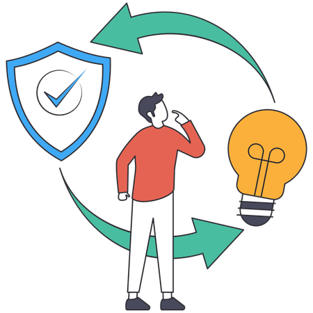 Man thinking about Idea Protection  Illustration