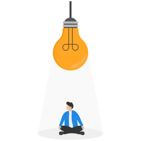 Creativity Or Imagination For Business Success Thinking About Ideas The Solutions To Solve Problems Or Brainstorming Concepts Smart Businessman Thinking Under The Inspired Bright Light Bulb Illustration