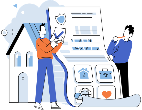 Man thinking about insurance policy Illustration