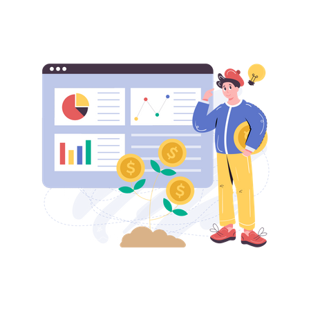 Man Thinking About Investment  Illustration