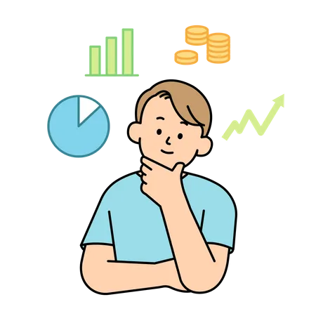 Man Thinking About Investments Simple Vector Illustration Illustration