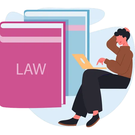 Man thinking about law study  Illustration