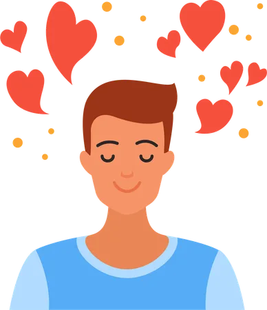 Man thinking about love  Illustration