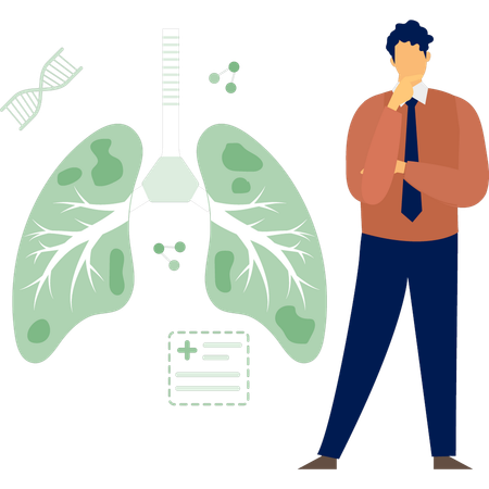 Man thinking about lungs cancer  Illustration