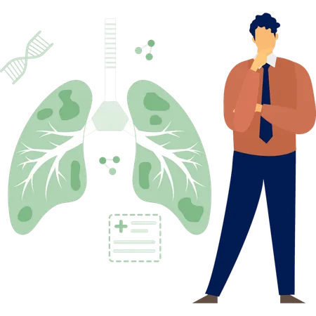 Man thinking about lungs cancer  Illustration
