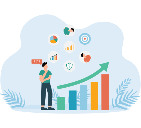 Man thinking about Market Analysis  Illustration