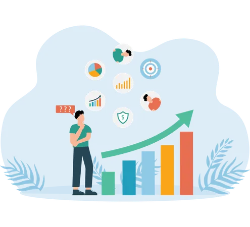 Man thinking about Market Analysis  Illustration