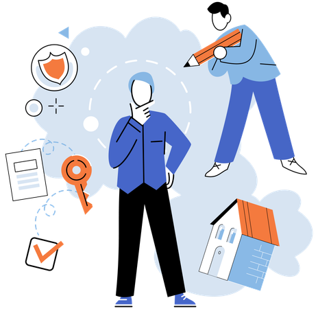 Man thinking about medical insurance  Illustration