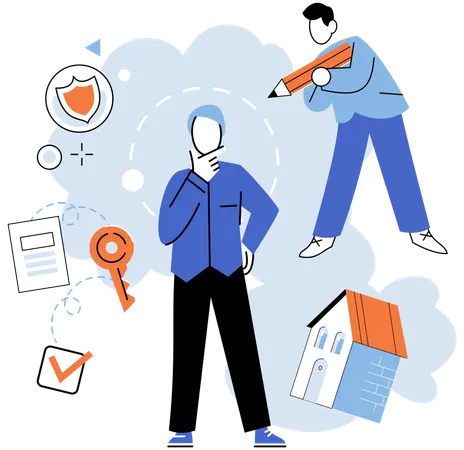 Man thinking about medical insurance  Illustration