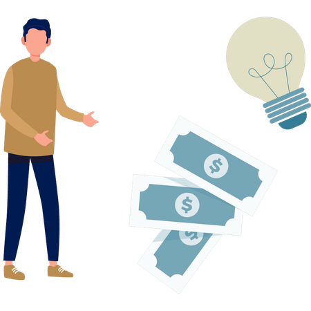 Man thinking about money idea  Illustration