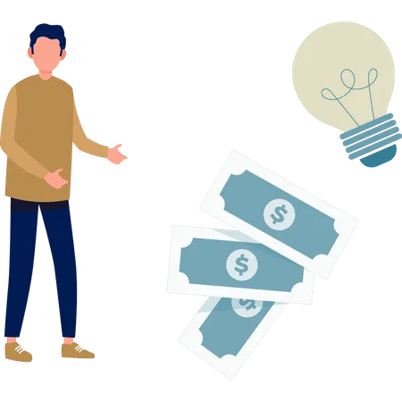 Man thinking about money idea  Illustration