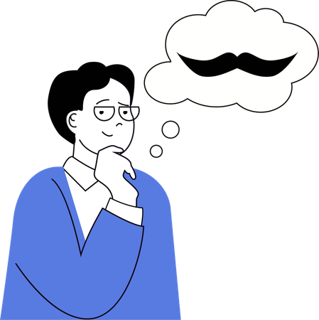 Man thinking about mustache  Illustration