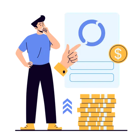 Man thinking about online banking system  Illustration