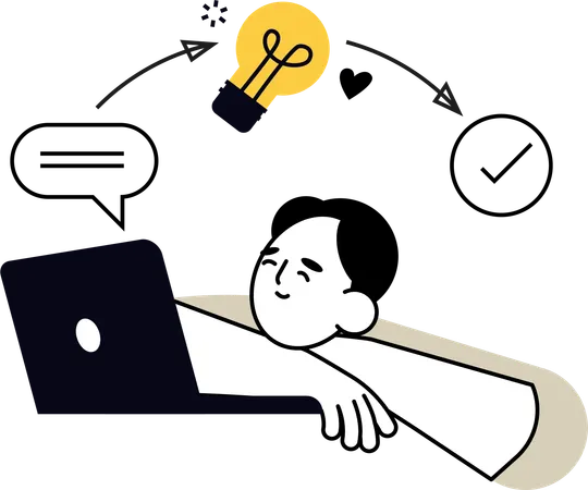 Man Thinking about Process idea  Illustration
