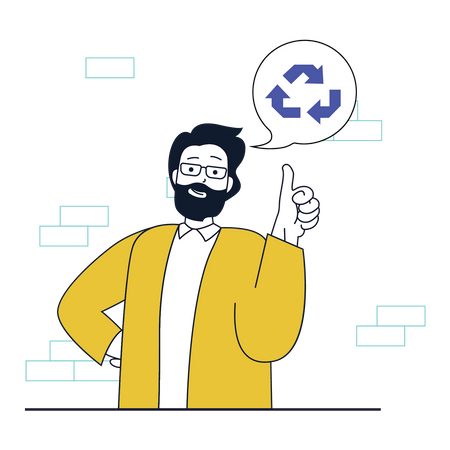 Man thinking about recycle process  Illustration