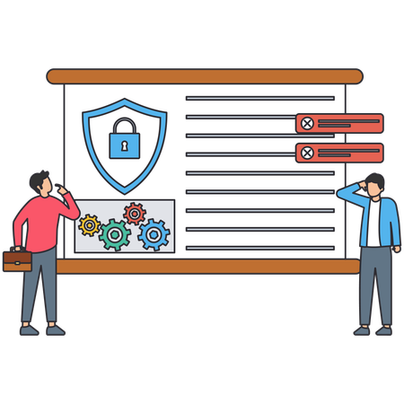 Man thinking about Security Error  Illustration