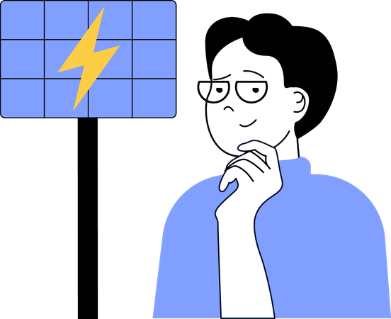 Man thinking about solar energy  Illustration