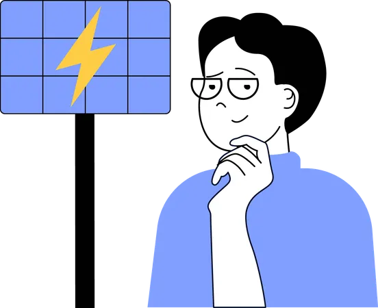 Man thinking about solar energy  Illustration