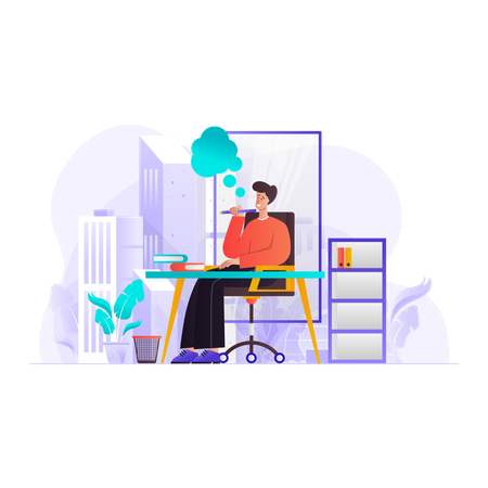 Man thinking about Startup Idea  Illustration