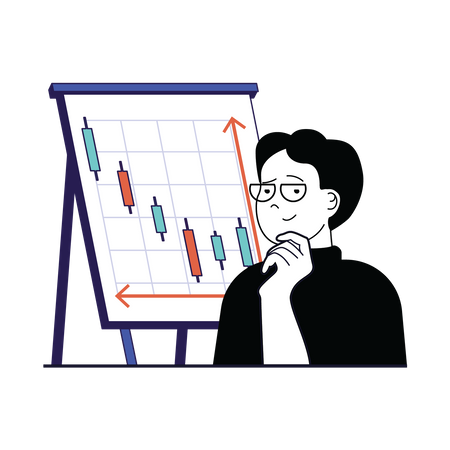 Man thinking about stock market growth  Illustration