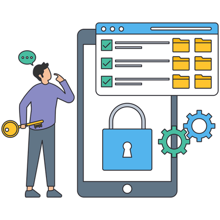 Man thinking about Unlock Data  Illustration