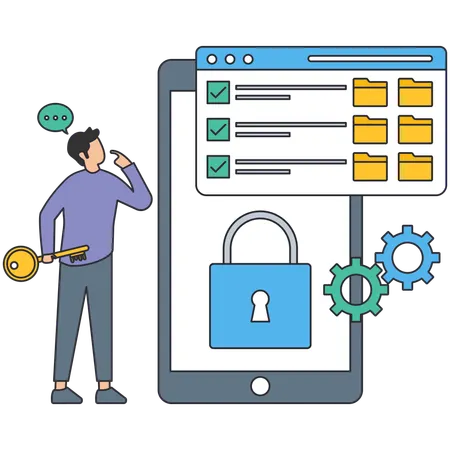 Man thinking about Unlock Data  Illustration