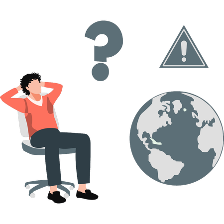 Man thinking about warning alert  Illustration