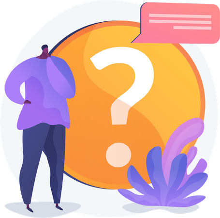 Man thinking about Website FAQ  Illustration