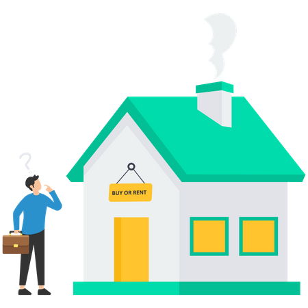 Man thinking for buying property  Illustration