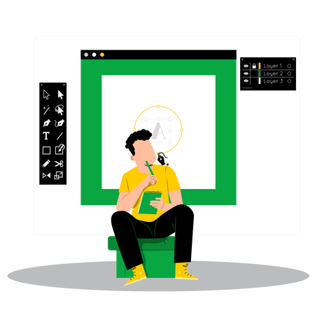 Man thinking for visual designing  Illustration