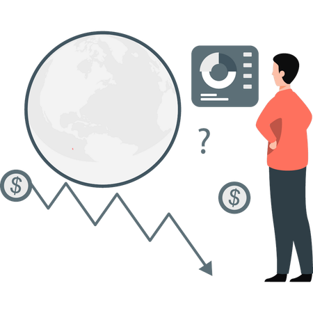 Man thinking investment loss  Illustration