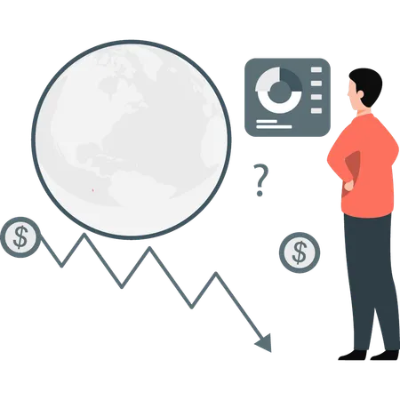 Man thinking investment loss  Illustration