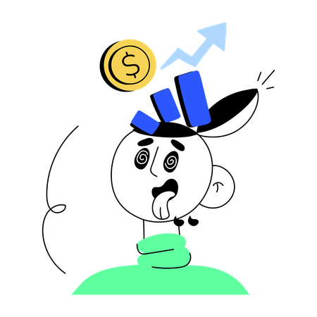 Man thinking of investing his money  Illustration