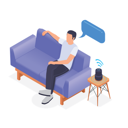 Man Thinking On Couch Illustration
