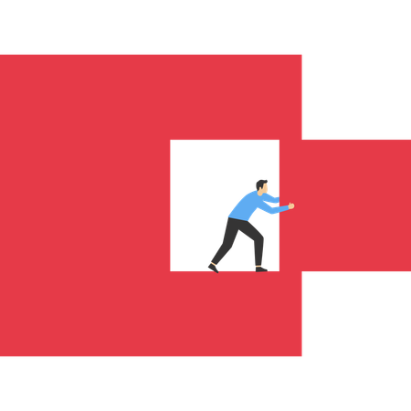 Man thinking outside box  Illustration