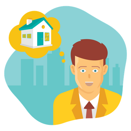 Man thinking to invest in property Illustration