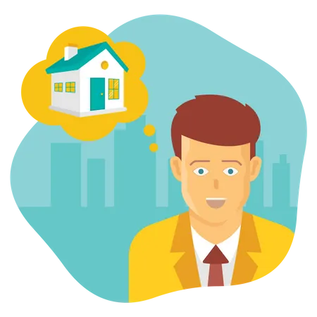 Man thinking to invest in property Illustration