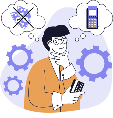 カードで支払いを考えている男性  イラスト
