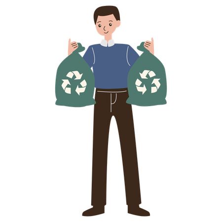 Man throw away rubbish for recycling  Illustration